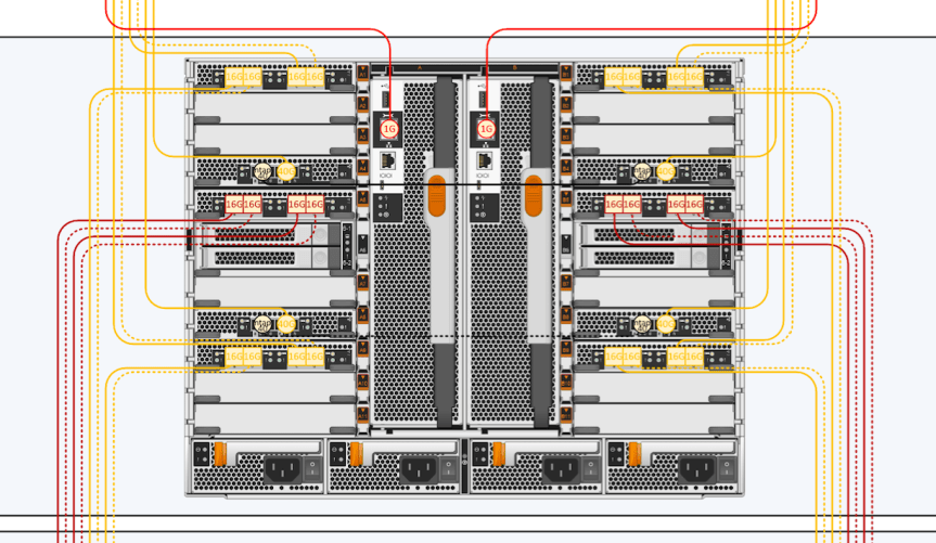 Visio by DPTPB: 4-Node NetApp AFF A700 Fabric MetroCluster sample&nbsp;drawing